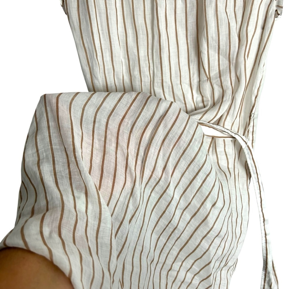 FRAME Lauren Striped Ruffle Shirt Dress in Café Multi Size S EC W/O Slip - Picture 6 of 9